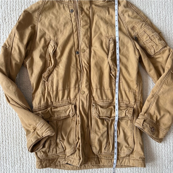 HOLLISTER Hooded Faux Fur Fully Lined Jacket Utility Coat Tan Khaki S - Picture 12 of 12
